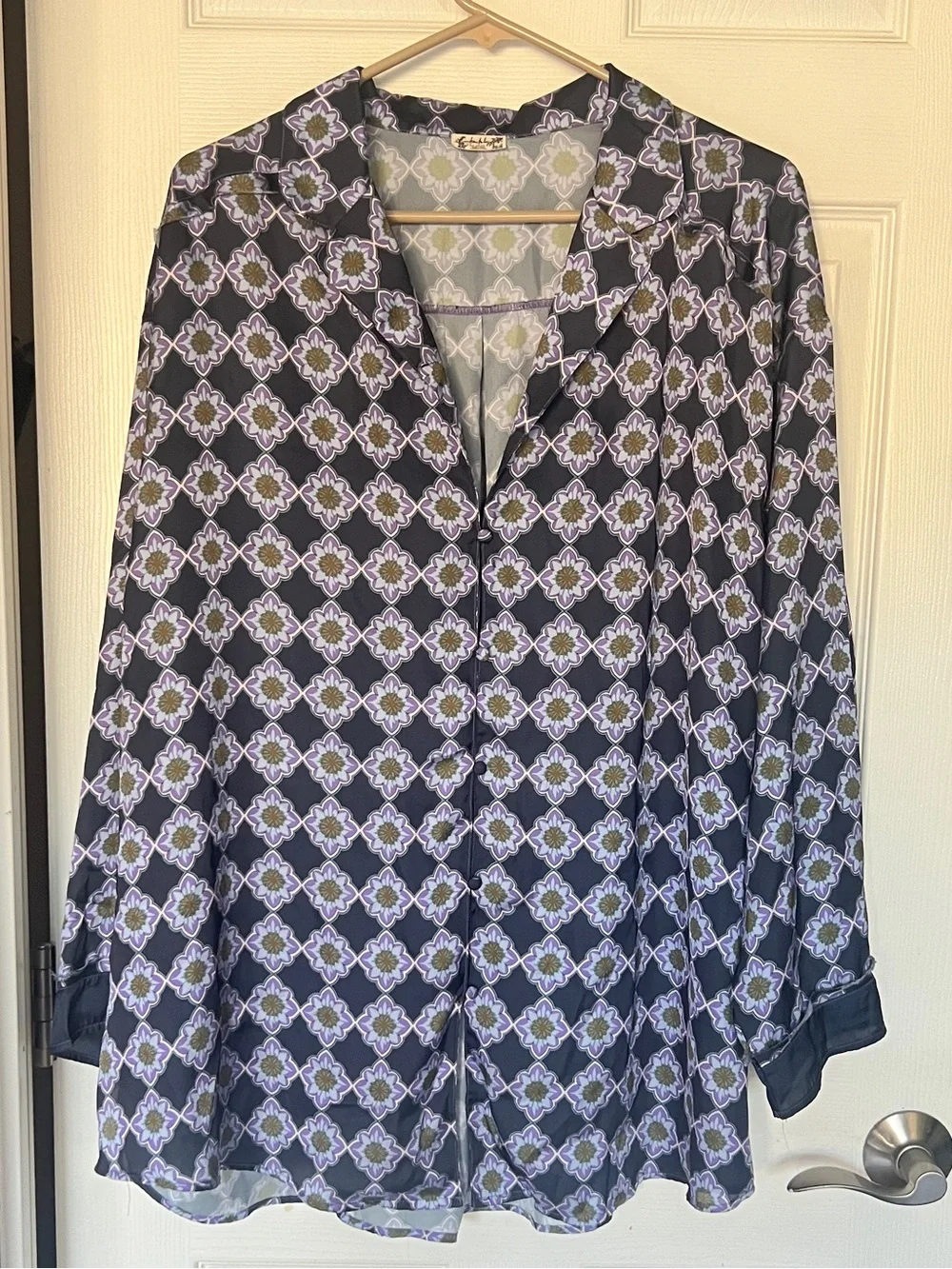 Intimately Free People Dreamy Days Pajama Set Navy Blue Satin Wide Leg
